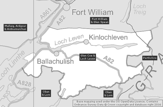 Glen Coe & Loch Leven, Showing Main Settlements & Connecting Areas