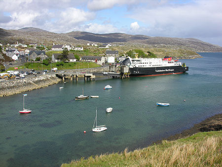 Tarbert from the South with the MV Hebrides Docked