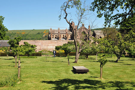 The Garden and Melrose Abbey from the Orchard
