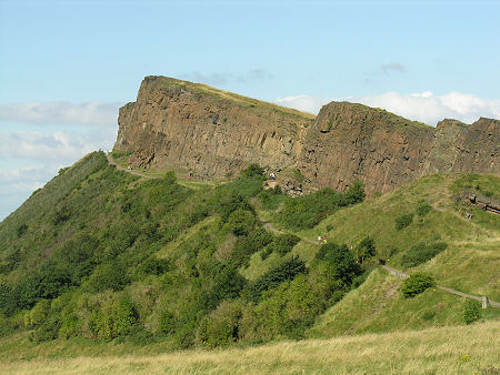Salisbury Crags, Edinburgh, which features as a backdrop to a scene in "Chariots of Fire"