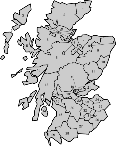 Map Showing Scottish Counties Until 1890