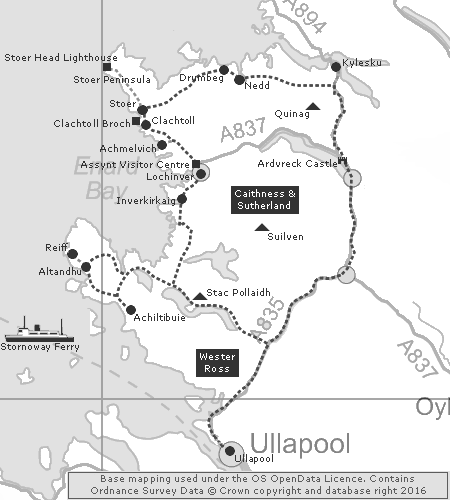 Clickable Map of the Coigach & Assynt Tour