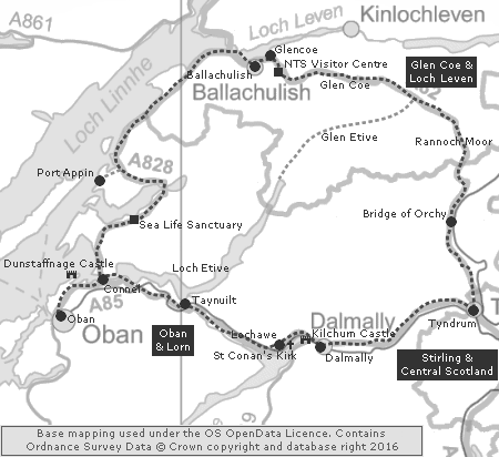 Clickable Map of the Oban & Glencoe Tour