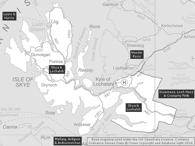 Skye & Lochalsh, Showing Main Settlements & Connecting Areas