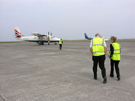 Following the Flight Crew to the Aircraft at Benbecula