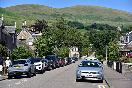 Cairnpark Street, with Dollar Academy and the Ochils