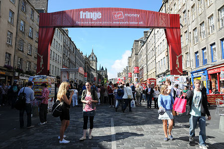 Looking Up the Royal Mile During the Fringe