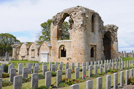 The Remains of Kinloss Abbey, with Military Graves in the Foreground