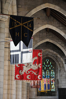 Flags Hanging in the Nave Aisle