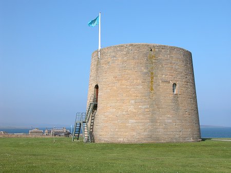 Hackness Martello Tower with the Battery in the Background
