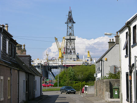 Oil Rig Towering Over Invergordon Houses