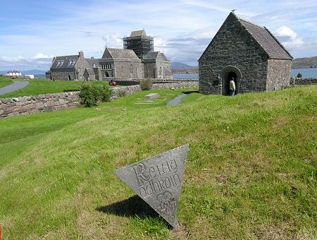 Relig Odhráin Surrounding St Oran's Chapel, with Iona Abbey in the Background