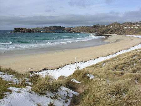 The Beach at Oldshoremore in Winter Snow