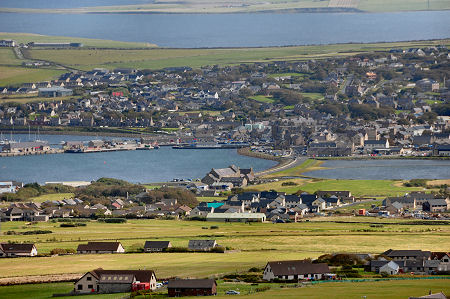 Kirkwall from 738ft Wideford Hill, 2 miles to the West