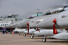 Lineup of F-16s on Static Display