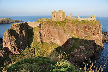 Dunnottar Castle from the West in Evening Sunlight