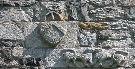 Stone Carvings: Two Leopards and a Shield