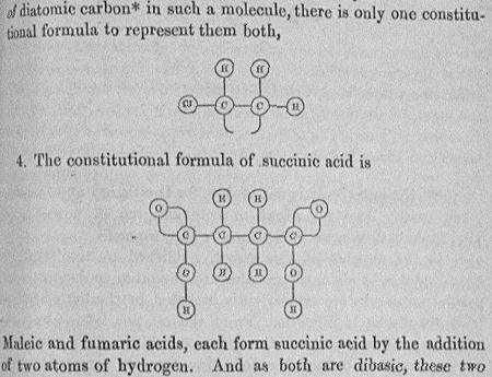Extract from a paper showing Crum Brown's system for drawing molecules