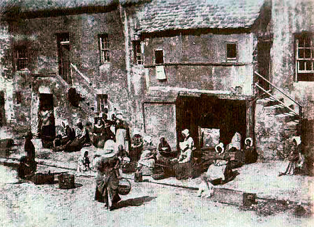 Early Photograph by David Octavius Hill of Fishwives in St Andrews Baiting their Lines
