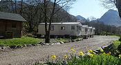 View of the self catering caravans and log cabin