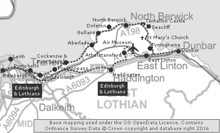 Clickable Map of the Edinburgh & Dunbar Tour