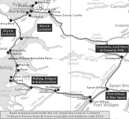 Clickable Map of the Fort William & Skye Tour
