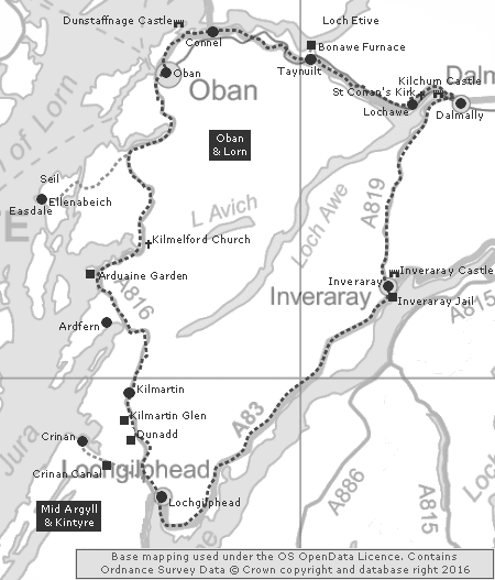 Clickable Map of the Oban & Inveraray Tour