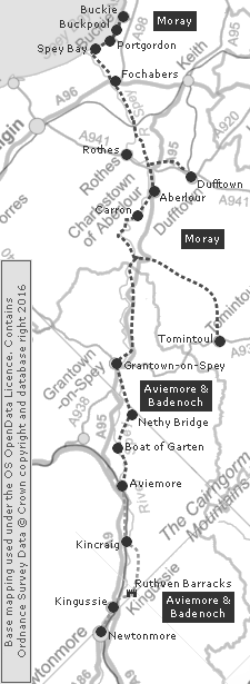 Long Distance Walk - Clickable Map of the Speyside Way